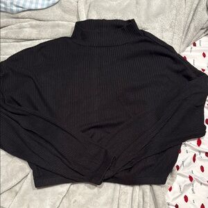 Garage Charcoal Ribbed Knit Top